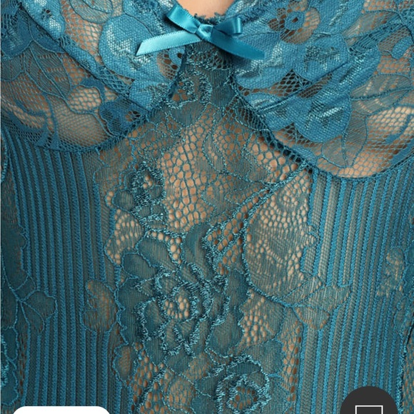 Lulu’s Turquoise Sheer Lace Bodysuit - Picture 4 of 12